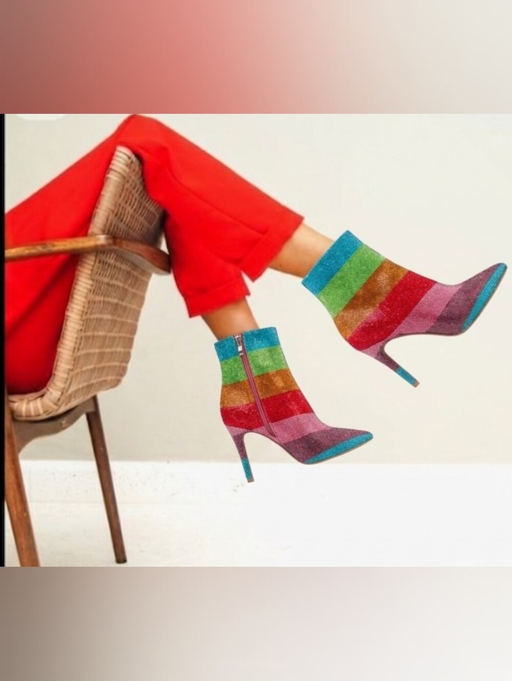 Betsey Johnson SB-Emmy Rainbow Rhinestone Ankle Booties | Size 6
